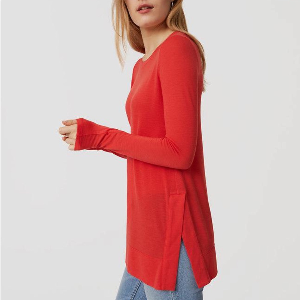 LOFT synthetic slit swing tee GRAY